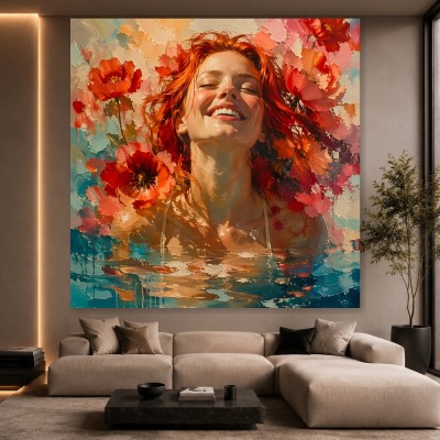 Sommerblüte im Wasser – Wandbild als Gallery Leinwand