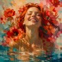 Sommerblüte im Wasser – Wandbild als Gallery Leinwand