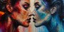 Expressive Begegnung als Leinwandbild und Acrylglasbild