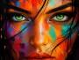 Farbintensives Frauenporträt – Modernes Wandbild als Poster