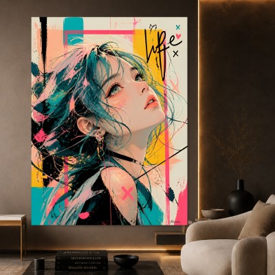 Neon Life Porträt – Modernes Wandbild als Gallery Leinwand