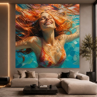 Sonnenfreude unter Wasser – Leinwandbild & Poster