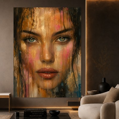 Goldene Intensität – Modernes Wandbild als Gallery Leinwand