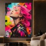 Neon Punk Porträt – Modernes Wandbild als Acrylglasbild