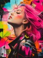 Neon Punk Porträt – Modernes Wandbild als Acrylglasbild