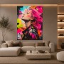 Neon Punk Porträt – Modernes Wandbild als Acrylglasbild