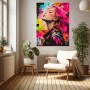 Neon Punk Porträt – Modernes Wandbild als Acrylglasbild