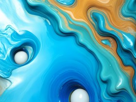Türkise Strömungen – Abstraktes Wandbild auf Gallery Leinwand