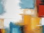 Abstraktes Wandbild als Gallery Leinwand in Türkis, Gelb und Rot