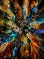 Edelstein-Explosion in Gold und Türkis – Leinwandbild als Acrylglasbild
