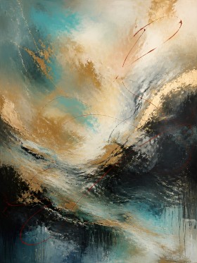 Abstraktes Wandbild „Goldene Strömung“ als Gallery Leinwand