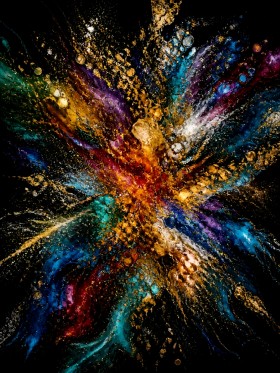 Kosmische Farbexplosion – Abstraktes Wandbild als Acrylglasbild