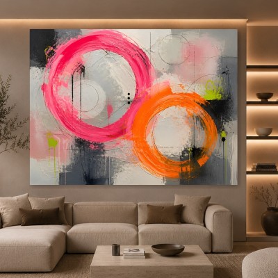 Neon Circles – Abstraktes Wandbild als Gallery Leinwand