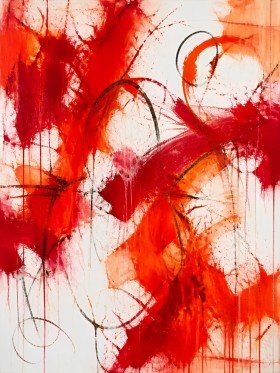 Feuerrote Dynamik – Abstraktes Wandbild als Gallery Leinwand