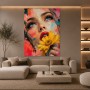 Blauer Blick mit gelber Blüte – Leinwandbild & Acrylbild