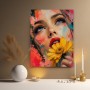 Blauer Blick mit gelber Blüte – Leinwandbild & Acrylbild