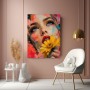 Blauer Blick mit gelber Blüte – Leinwandbild & Acrylbild