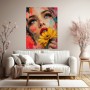 Blauer Blick mit gelber Blüte – Leinwandbild & Acrylbild