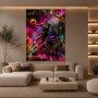 Modernes Wandbild Basketball-Action in Neonfarben als Leinwandbild