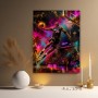 Modernes Wandbild Basketball-Action in Neonfarben als Leinwandbild