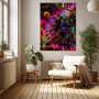 Modernes Wandbild Basketball-Action in Neonfarben als Leinwandbild