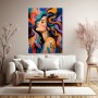 Farbenrausch im Profil – Modernes Wandbild als Gallery Leinwand