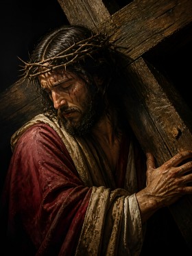 Dramatisches Wandbild Jesus mit Kreuz – Fine Art Print Dramatisches Wandbild Jesus mit Kreuz – Fine Art Print