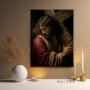 Dramatisches Wandbild Jesus mit Kreuz – Fine Art Print