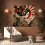 Japanisches Geisha Wandbild als Poster mit Kopfhörer-Motiv