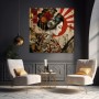 Japanisches Geisha Wandbild als Poster mit Kopfhörer-Motiv