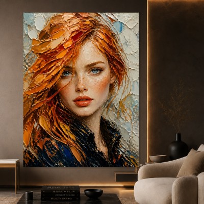 Rothaarige Muse – Modernes Wandbild als Fine Art Print