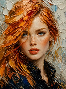 Rothaarige Muse – Modernes Wandbild als Fine Art Print