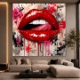 Rote Lips Pop Art Wandbild auf Leinwand