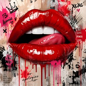 Rote Lips Pop Art Wandbild auf Leinwand