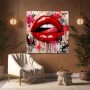Rote Lips Pop Art Wandbild auf Leinwand
