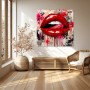 Rote Lips Pop Art Wandbild auf Leinwand