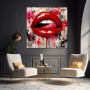 Rote Lips Pop Art Wandbild auf Leinwand