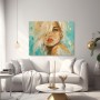 Elegantes Frauenporträt in Türkis – Wandbild als Gallery Leinwand