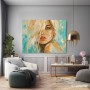 Elegantes Frauenporträt in Türkis – Wandbild als Gallery Leinwand