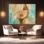 Elegantes Frauenporträt in Türkis – Wandbild als Gallery Leinwand