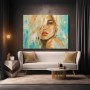 Elegantes Frauenporträt in Türkis – Wandbild als Gallery Leinwand