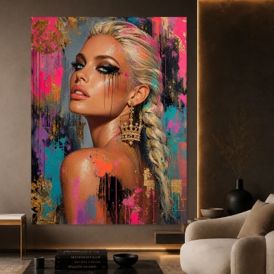 Pop Art Porträt als Leinwand und Acrylbild