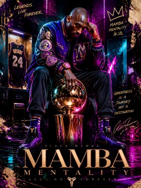 Mamba Mentality Basketball-Legende – Modernes Wandbild als Leinwandbild