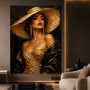 Elegante Diva mit Strohhut – Wandbild als Gallery Leinwand