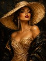 Elegante Diva mit Strohhut – Wandbild als Gallery Leinwand