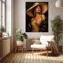 Elegante Diva mit Strohhut – Wandbild als Gallery Leinwand