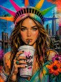 Pop Art New York Liberty – Modernes Wandbild als Gallery Leinwand