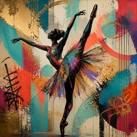 Ballerina in Farbe – Modernes Wandbild als Gallery Leinwand