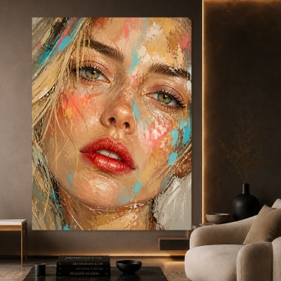 Expressives Frauenporträt in Farbe – Modernes Wandbild als Acrylglasbild