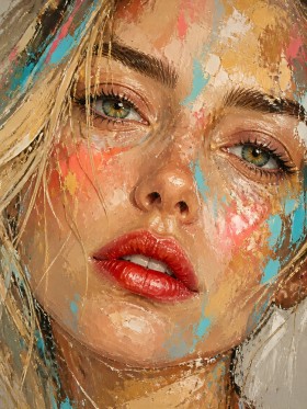 Expressives Frauenporträt in Farbe – Modernes Wandbild als Acrylglasbild